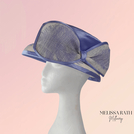Blue and White Feather Picture Hat