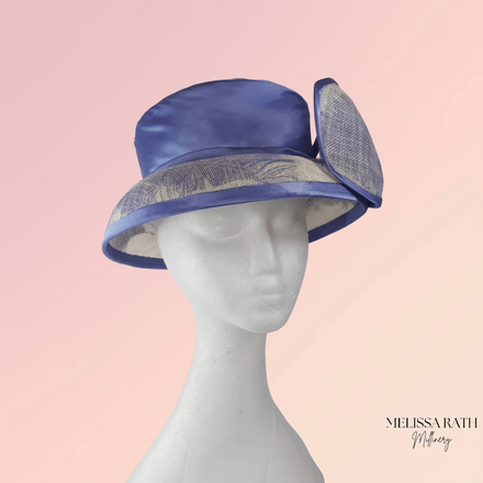 Blue and White Feather Picture Hat