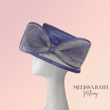 Blue and White Feather Picture Hat