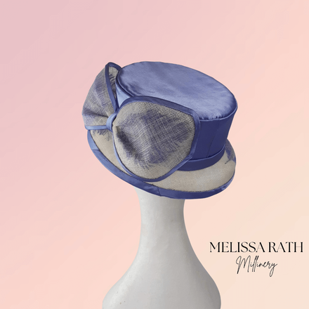 Blue and White Feather Picture Hat