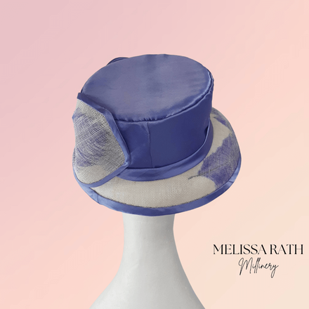 Blue and White Feather Picture Hat