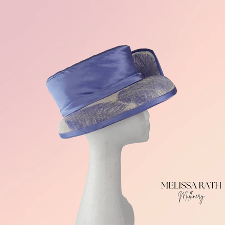 Blue and White Feather Picture Hat