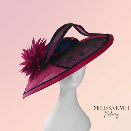 Navy and Pink Wide Brimmed Hat