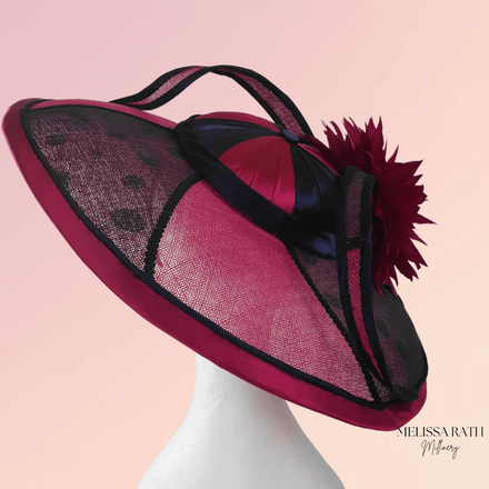 Navy and Pink Wide Brimmed Hat