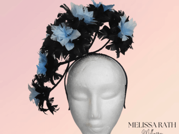 For Sale: Blue Feathered Headpiece
