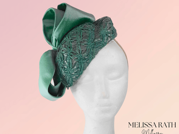 For Sale: Green Vintage Swiss Straw Beret