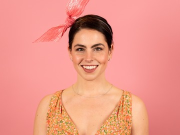 For Sale: Evie Headband with Floating Straw Knot in Pink