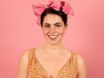 For Sale: Laceby Bow Headband in Pink Straw