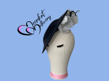 For Sale: Navy and white saucer Fascinator 