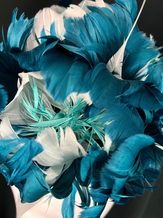 Teal Peony Wide Leather Headband