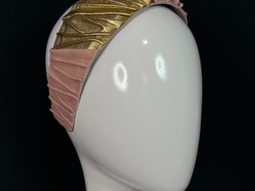For Sale: Pink and Gold Luxe Leather Headband
