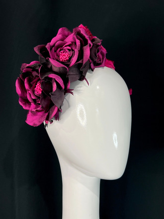 Fuchsia Silk Rose Crown