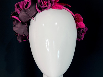 For Sale: Fuchsia Silk Rose Crown