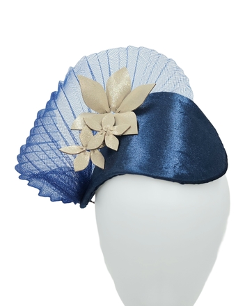 Navy flowered fascinator