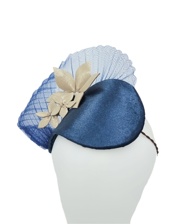 Navy flowered fascinator