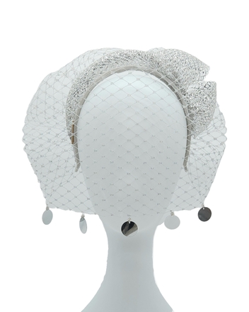 Silver Sequin Veiled Headband