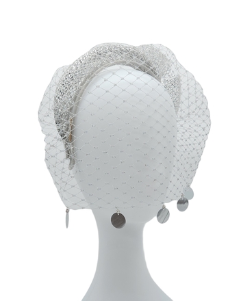 Silver Sequin Veiled Headband