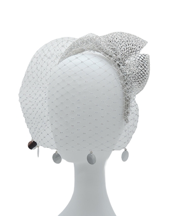 Silver Sequin Veiled Headband