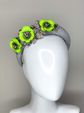 **SALE**Sparkle my Darling headband in silver & neon yellow 