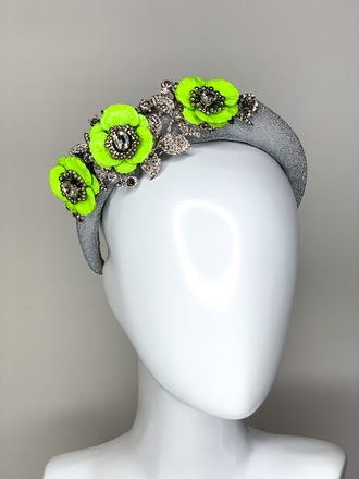 **SALE**Sparkle my Darling headband in silver & neon yellow 