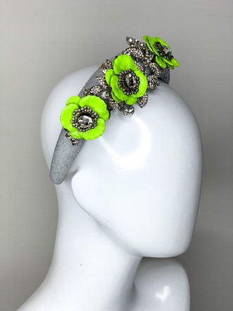 **SALE**Sparkle my Darling headband in silver & neon yellow 