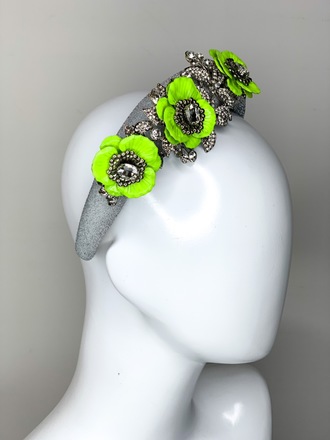 **SALE**Sparkle my Darling headband in silver & neon yellow 