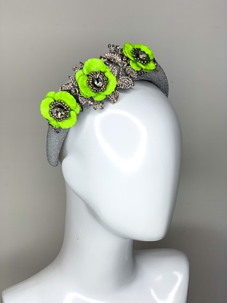 **SALE**Sparkle my Darling headband in silver & neon yellow 