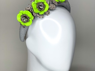 For Sale: Sparkle my Darling headband in silver & neon yellow 
