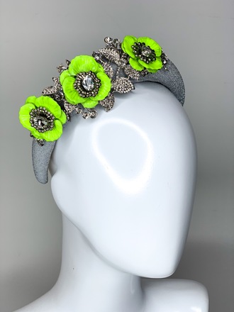 **SALE**Sparkle my Darling headband in silver & neon yellow 