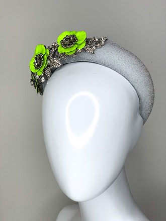 **SALE**Sparkle my Darling headband in silver & neon yellow 