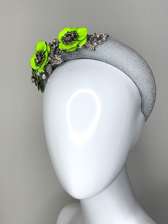 **SALE**Sparkle my Darling headband in silver & neon yellow 