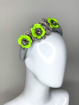 **SALE**Sparkle my Darling headband in silver & neon yellow 