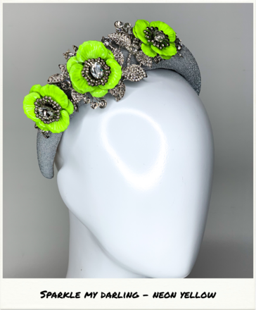 **SALE**Sparkle my Darling headband in silver & neon yellow 