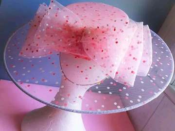 For Sale: Pink dot boater hat with bow