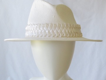 For Sale: White Fedora Panama Sun Hat Diner en Blanc