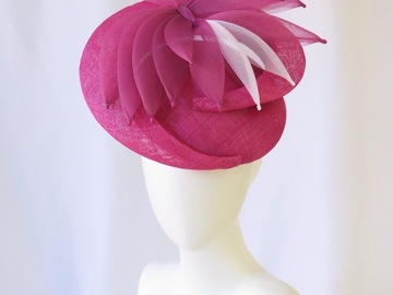 For Sale: Magenta Fuchsia Pink Crescent Hat Headpiece