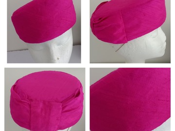 For Sale: Hot pink silk pillbox hat 