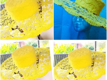 For Rent: Yellow lace big boater hat