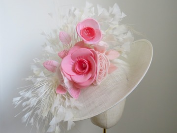 For Sale: Ivory and rose saucer hat