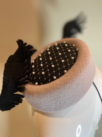 Two tone pillbox in black and grey 