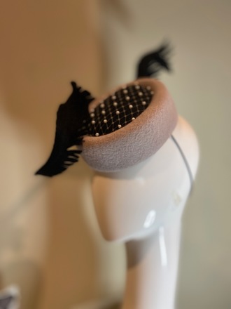 Two tone pillbox in black and grey 