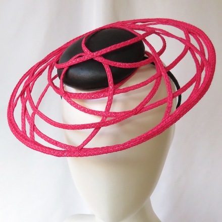 Black Leather & Pink Wire Mini Boater