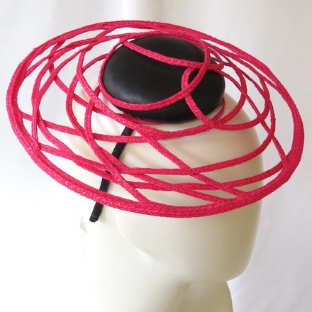 Black Leather & Pink Wire Mini Boater