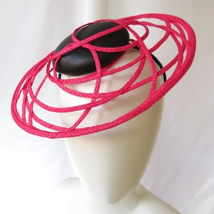 Black Leather & Pink Wire Mini Boater