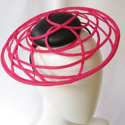 Black Leather & Pink Wire Mini Boater