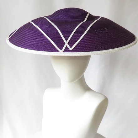 Dark Purple Dior Brim Hat with White Trim