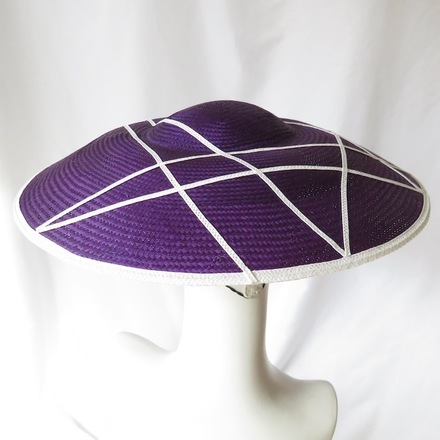 Dark Purple Dior Brim Hat with White Trim