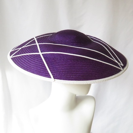 Dark Purple Dior Brim Hat with White Trim
