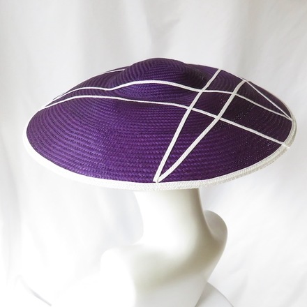 Dark Purple Dior Brim Hat with White Trim