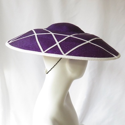 Dark Purple Dior Brim Hat with White Trim